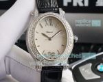 Swiss Replica Chopard Happy Sport Oval 7 Floating Diamonds Watch White